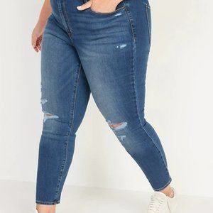 Old Navy Women's Plus size 24W Mid-Rise Pop Icon Ripped Skinny Jeans EUC